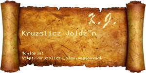 Kruzslicz Jolán névjegykártya