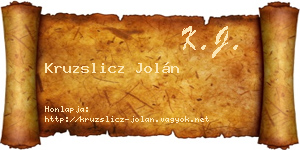 Kruzslicz Jolán névjegykártya