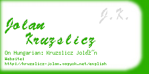 jolan kruzslicz business card